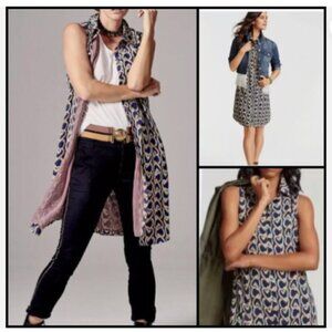 Cabi Navy Heart Chain Amour Sleeveless Shirt Dress Tunic Top Lagenlook Size XS